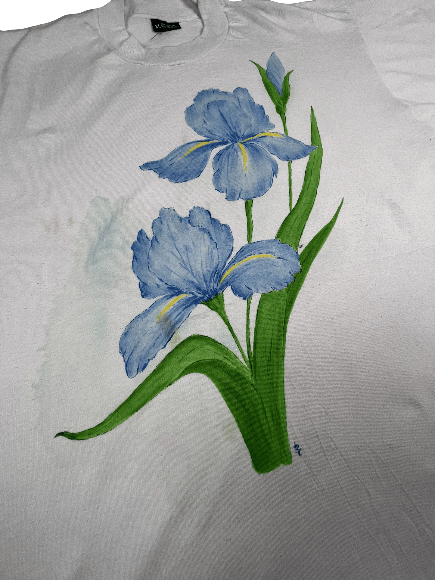 80s Hand Painted Flowers T-Shirt - XL - Lucky AvenueT-Shirt